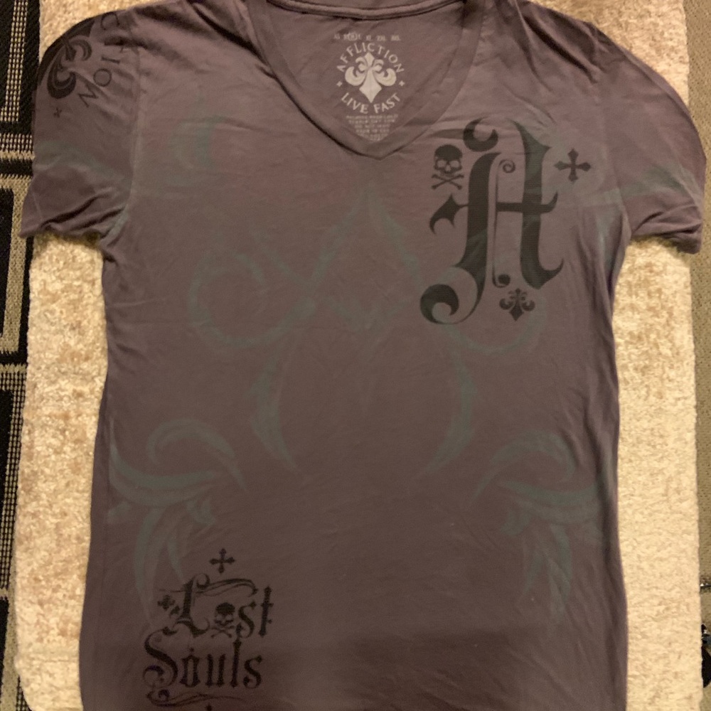 Affliction V neck tee shirt. Size medium.